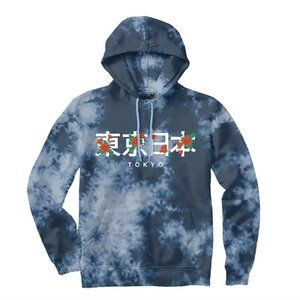 Popular Poison Tokyo Hoodie Pull Over Navy Tie Dye Roses S  Harajuku Style!